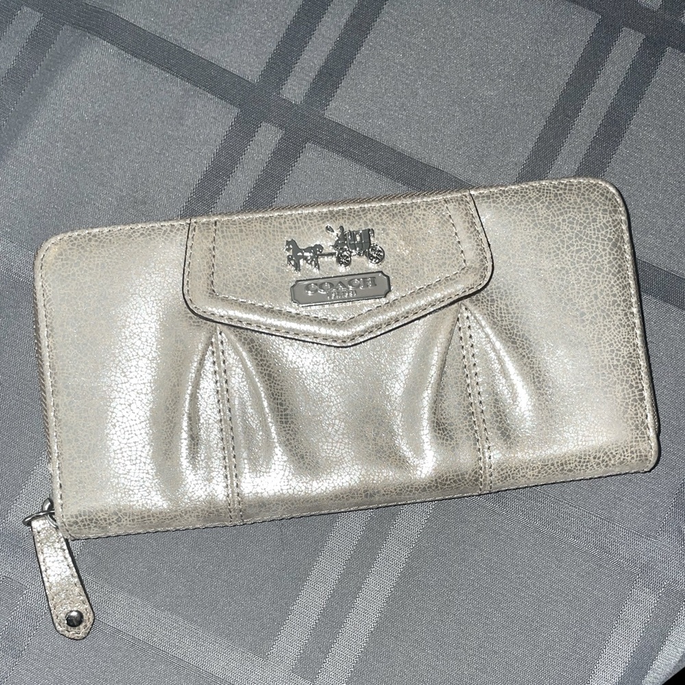 Silver soft leather Coach Wallet